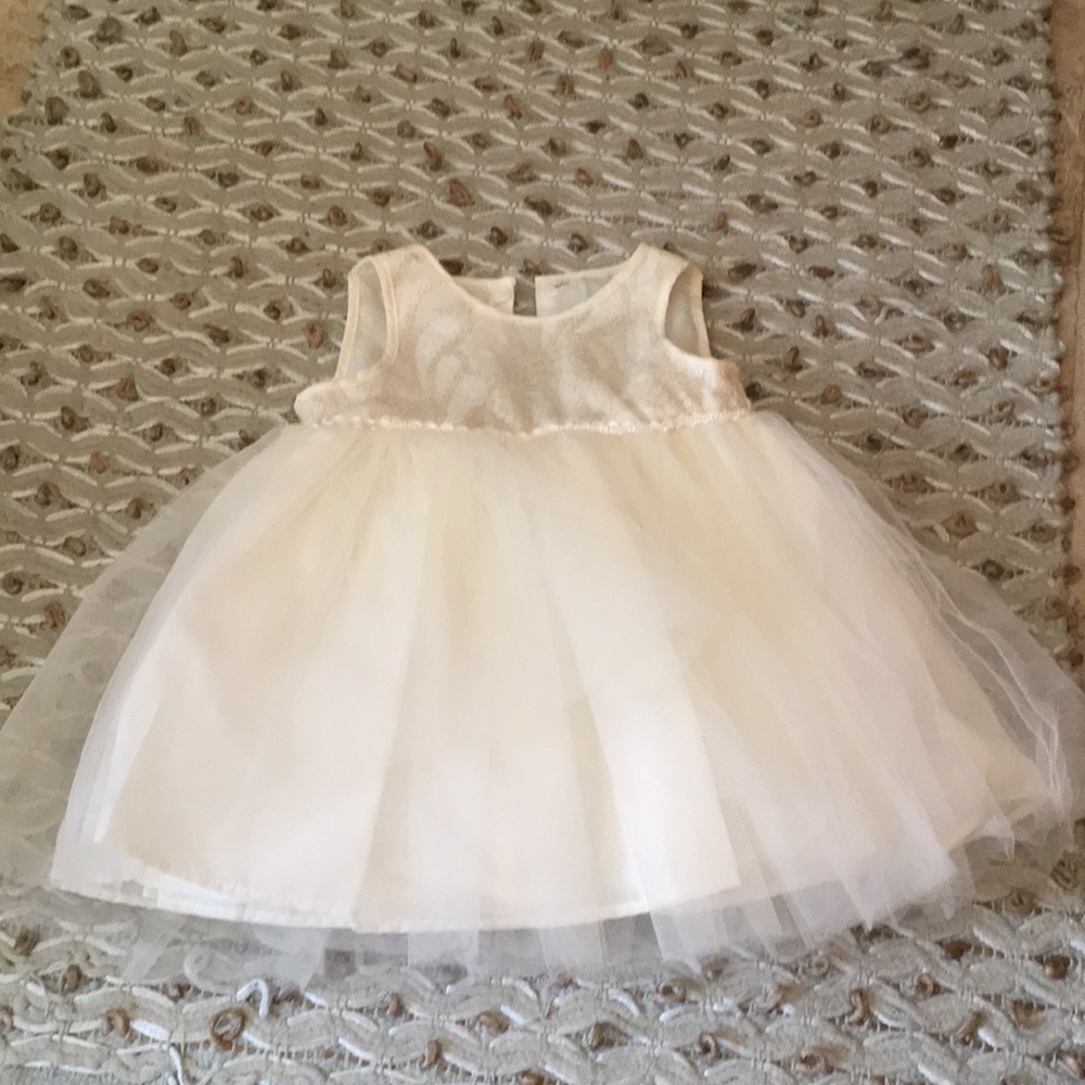Baby white cream 3m to 6m tutu dress